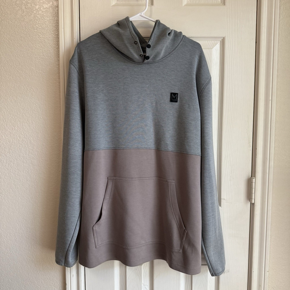 Maven XL Gray & Tan Pullover Hoodie Sweater Active Wear Pouch In Front